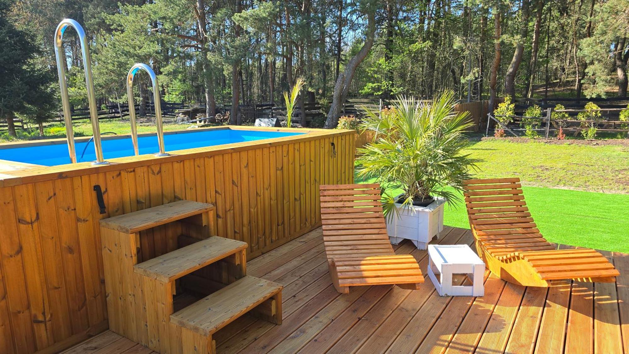 Vip Village Las Woda Rower - Podgrzewany Basen, Balia, Sauna Miedzierza Kültér fotó